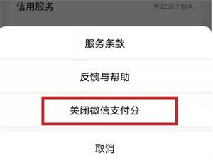 微信支付分怎么关闭