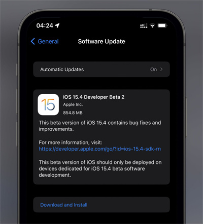 苹果iOS15.4/iPadOS15.4开发者预览版支持点击支付