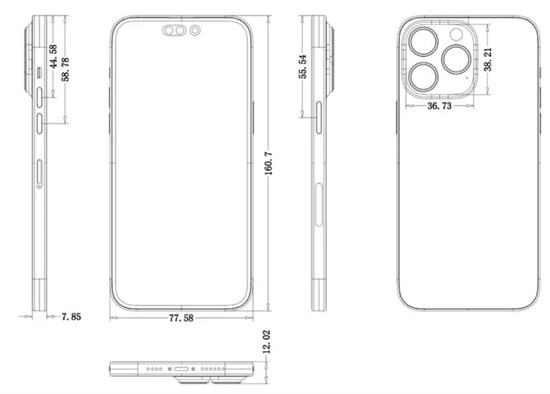 苹果iPhone14ProMax清晰CAD原理图曝光