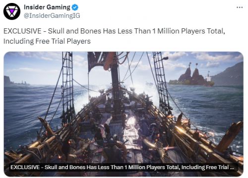 《碧海黑帆》玩家数未达到100万