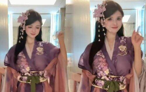 狗头萝莉身穿紫色汉服,好身材太吸睛,称近期又拿下3个大客户