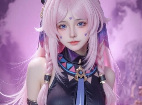 《原神》茜特菈莉COS:蓝瞳粉发甜美程度爆表,扮鬼脸卖萌太可爱