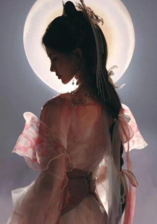 鞠婧祎COS《王者荣耀》嫦娥:粉红衣裙太还原,眼角泪痣点睛之笔