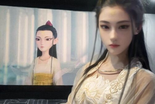 美女COS《哪吒2》鹤童：建模脸超还原，亮相那一刻以为本尊来了